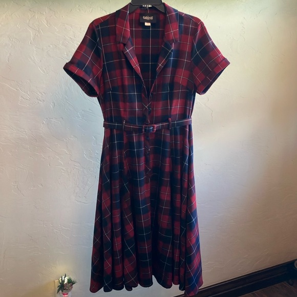 Collectif Red and Blue Plaid Caterina Swing Dress - Picture 2 of 10